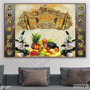 Tranh bàn thờ mâm ngũ quả psd