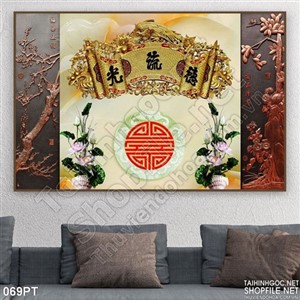 Tranh 3D bàn thờ giả ngọc đẹp