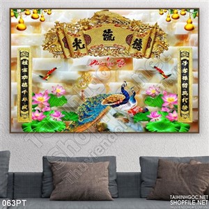 Tranh psd trang trí phòng thờ phong thủy