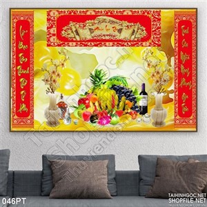 Tranh psd mâm ngủ quả trang trí bàn thờ tổ