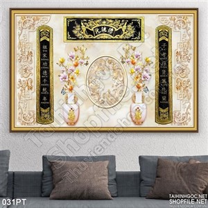 Tranh psd bình hoa giả ngọc bàn thờ tổ