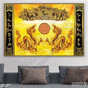 Tranh bàn thờ song long psd