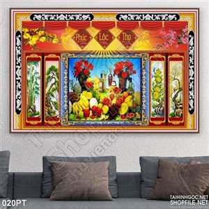 Tranh 3D bàn thờ trang trí Tết
