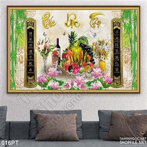 Tranh bàn thờ mâm ngũ quả psd