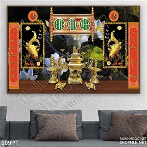 Tranh 3D cửu huyền thất tổ cá chép psd