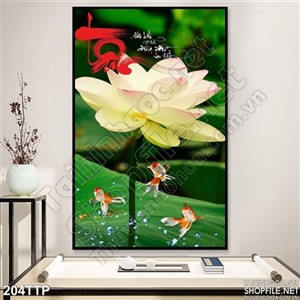 Tranh chữ tâm thư pháp in canvas