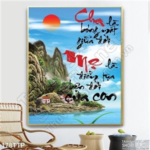 Tranh thư pháp về cha và mẹ psd