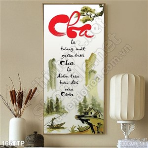 Tranh thư pháp về cha in canvas