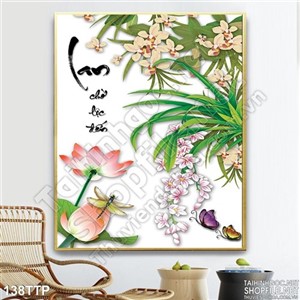 Tranh thư pháp Lan chờ lộc đến
