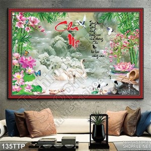 Tranh thư pháp về cha và mẹ