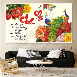 Tranh thư pháp hoa mẫu đơn