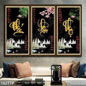 Tranh phúc lộc thọ thư pháp