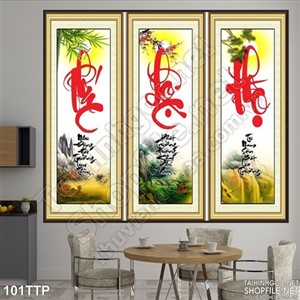 Tranh thư pháp phúc lộc thọ psd