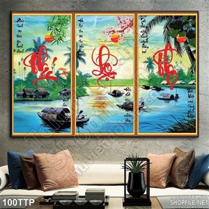 Tranh thư pháp chữ phúc lộc thọ đẹp