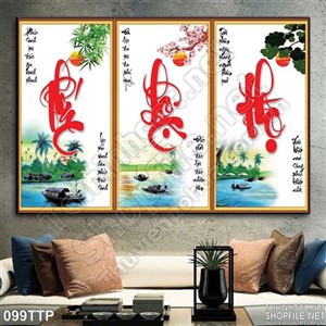 Tranh thư pháp dán tường phúc lộc thọ