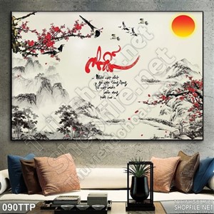 Tranh thư pháp chữ nhẫn in canvas