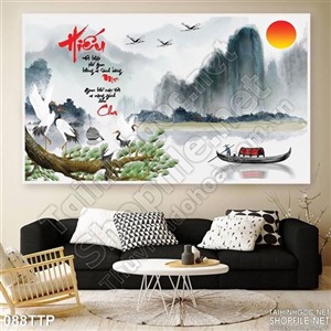 Tranh thư pháp chữ hiếu psd