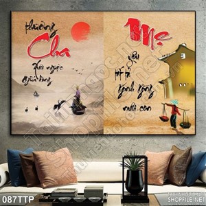 Tranh thư pháp tình yêu thương cha mẹ
