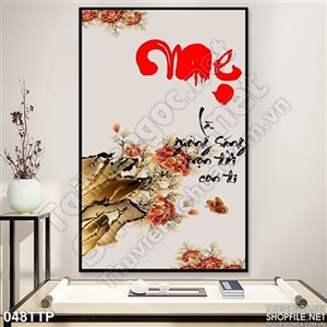 Tranh thư pháp in canvas về mẹ