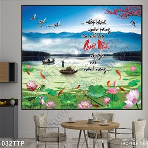 Tranh thư pháp phong cảnh quê hương