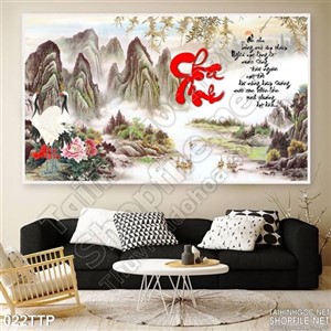 Tranh thư pháp cha mẹ psd