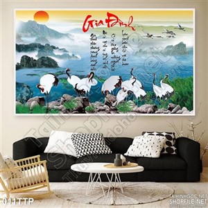 Tranh thư pháp gia đình in canvas