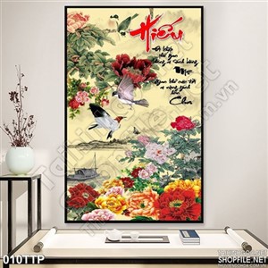 Tranh thư pháp chữ hiếu psd