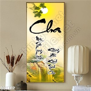 Tranh thư pháp câu đối về Cha psd