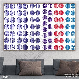 Bộ chữ cửu huyền thất tổ trang trí