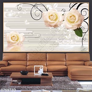 Tranh 3D hoa hồng trang trí