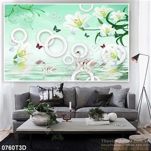 Tranh 3D hoa ly trang trí