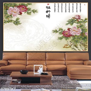 Tranh thư pháp hoa mẫu treo tường