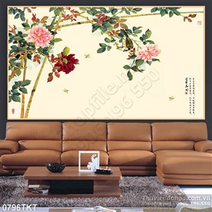 Tranh thư pháp hoa mùa xuân
