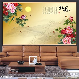 Tranh thư pháp hoa mẫu sơn thủy