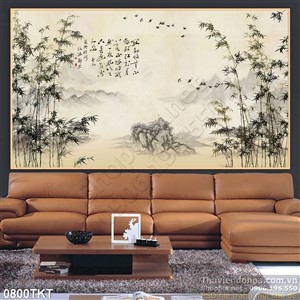Tranh thư pháp cây trúc nghệ thuật