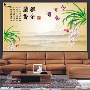 Tranh thư pháp hoa lan nghệ thuật