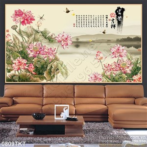 Tranh thư pháp hoa lan