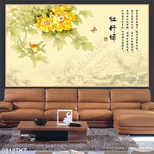 Tranh kim tiền hoa cúc trang trí