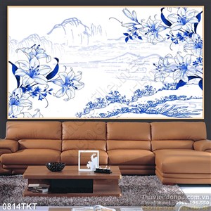 Tranh thư pháp hoa huệ 