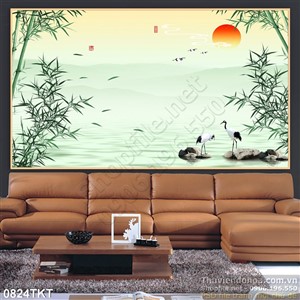 Tranh thư pháp chim hạc nghệ thuật