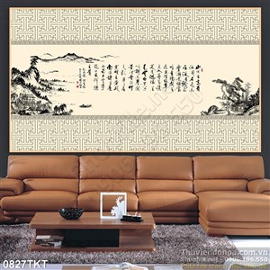 Tranh thư pháp sơn thủy treo tường