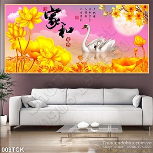 Tranh hoa sen, cá chép kim tiền Tranh hoa sen, cá chép kim tiền