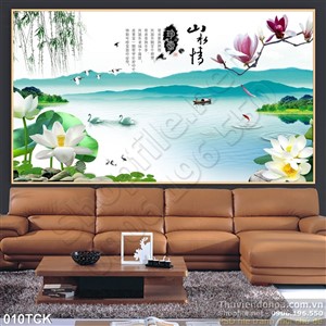 Tranh hoa sen và phong cảnh Tranh hoa sen và phong cảnh