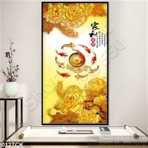 Tranh hoa sen, cá chép quần hội phong thủy Tranh hoa sen, cá chép quần hội phong thủy