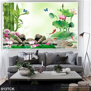 Tranh hoa sen, cá chép spa Tranh hoa sen, cá chép spa