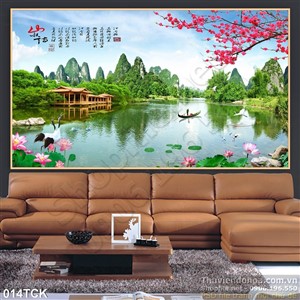 Tranh hoa sen mùa xuân Tranh hoa sen mùa xuân