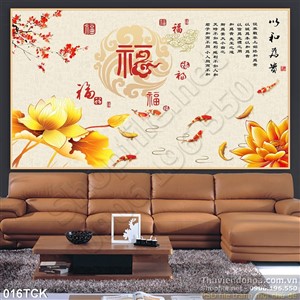 Tranh hoa sen, cá chép mùa xuân Tranh hoa sen, cá chép mùa xuân