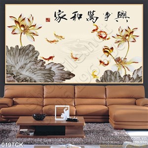 Tranh hoa sen, cá chép kim tiền Tranh hoa sen, cá chép kim tiền