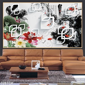 Tranh hoa sen, cá chép trang trí tường Tranh hoa sen, cá chép trang trí tường