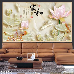 Tranh hoa sen, cá chép giả ngọc độc đáo Tranh hoa sen, cá chép giả ngọc độc đáo